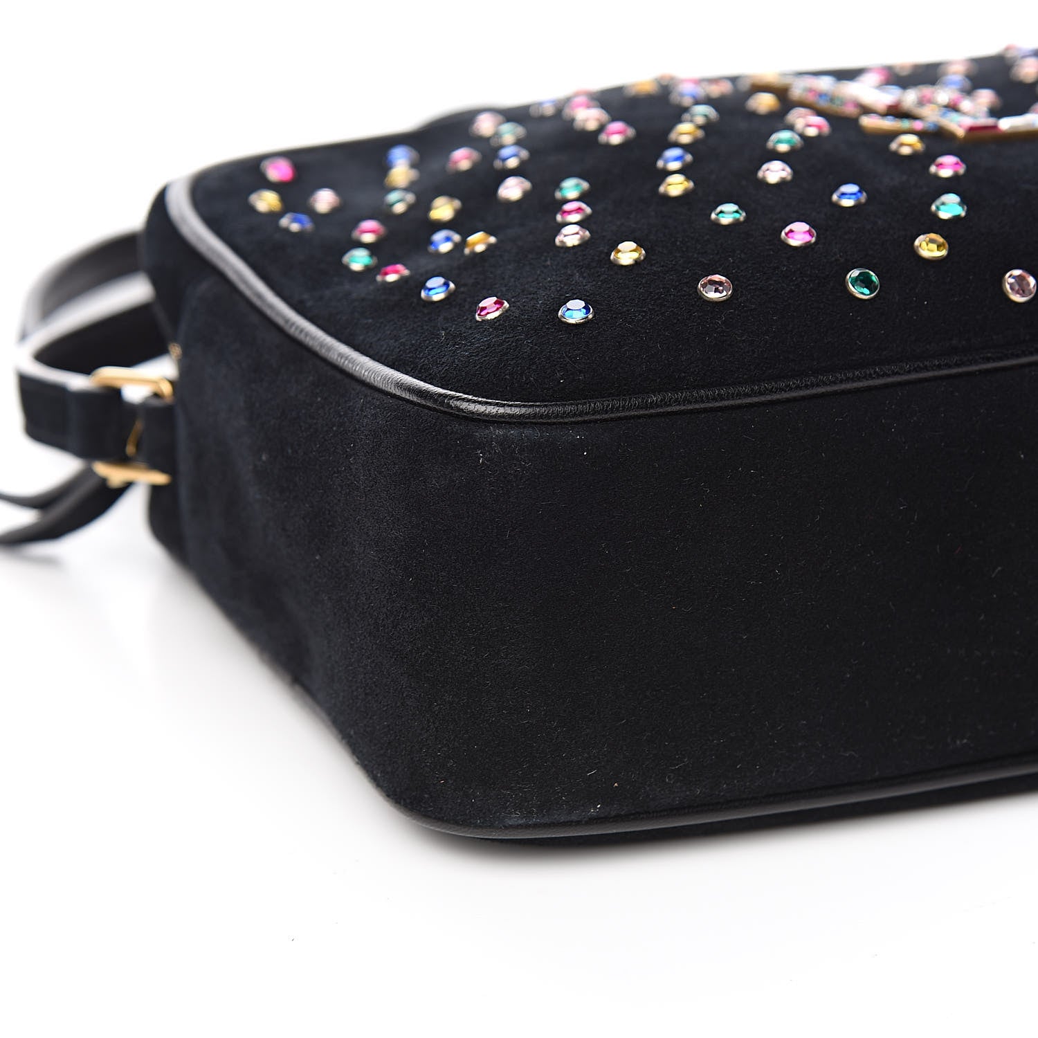 Saint Laurent Suede Crystal Camera Bag Black 8 of 10