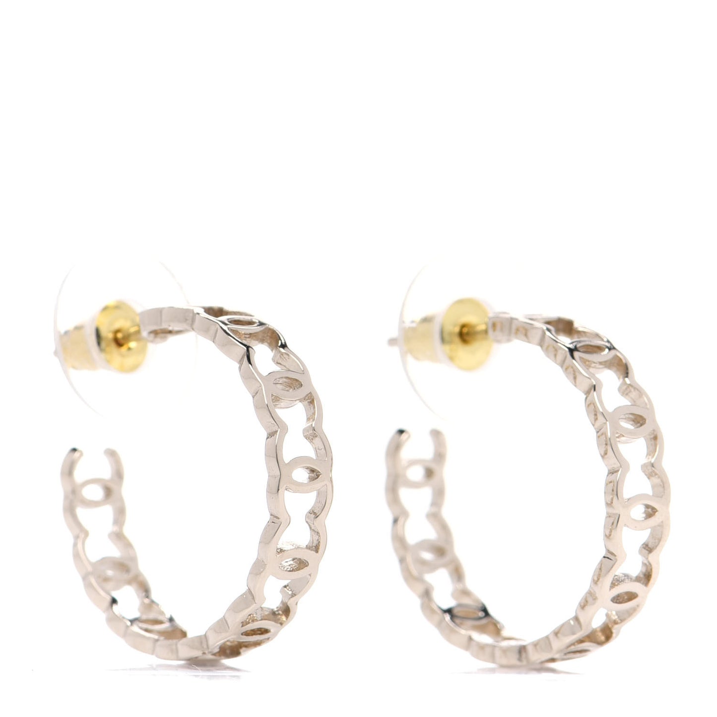 Metal CC Hoop Earrings Gold
