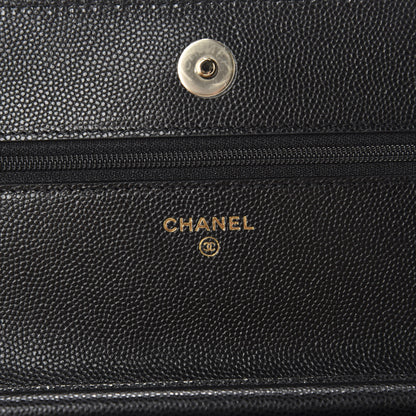 Chanel Caviar Quilted French New Wave Chain CC Wallet On Chain WOC Black 8 of 12