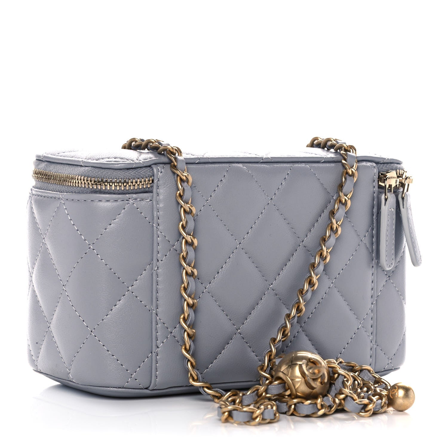 Chanel Lambskin Quilted Small Pearl Crush Vanity Case With Chain Grey 3 of 13