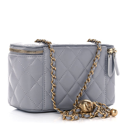 Chanel Lambskin Quilted Small Pearl Crush Vanity Case With Chain Grey 3 of 13