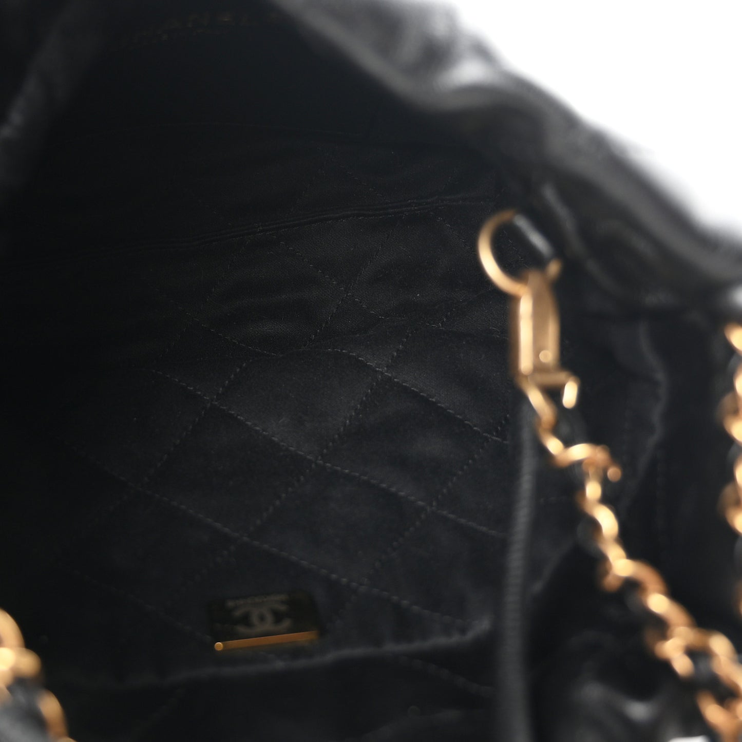 Shiny Calfskin Quilted Mini Chanel 22 Black