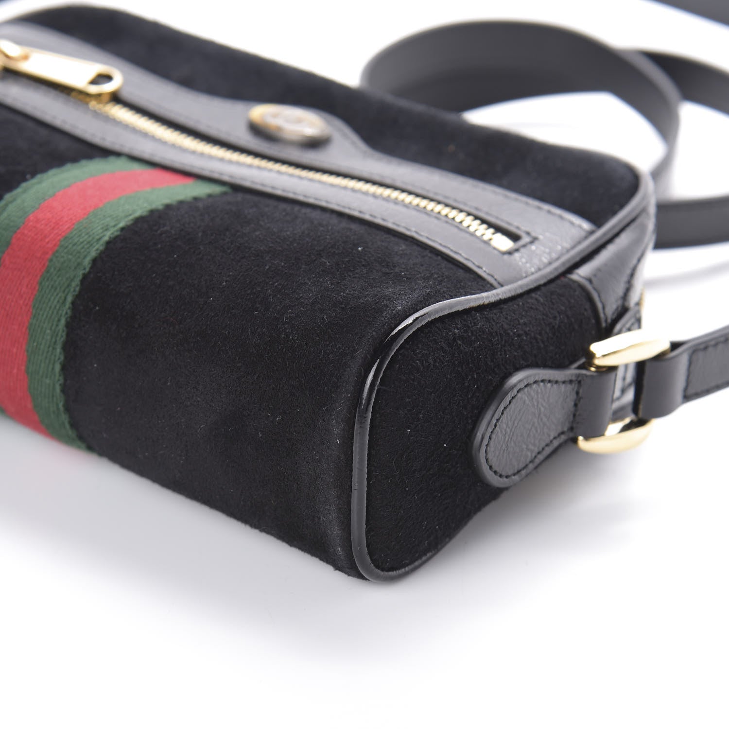 Gucci Suede Patent Web Mini Ophidia Shoulder Bag Black 9 of 9