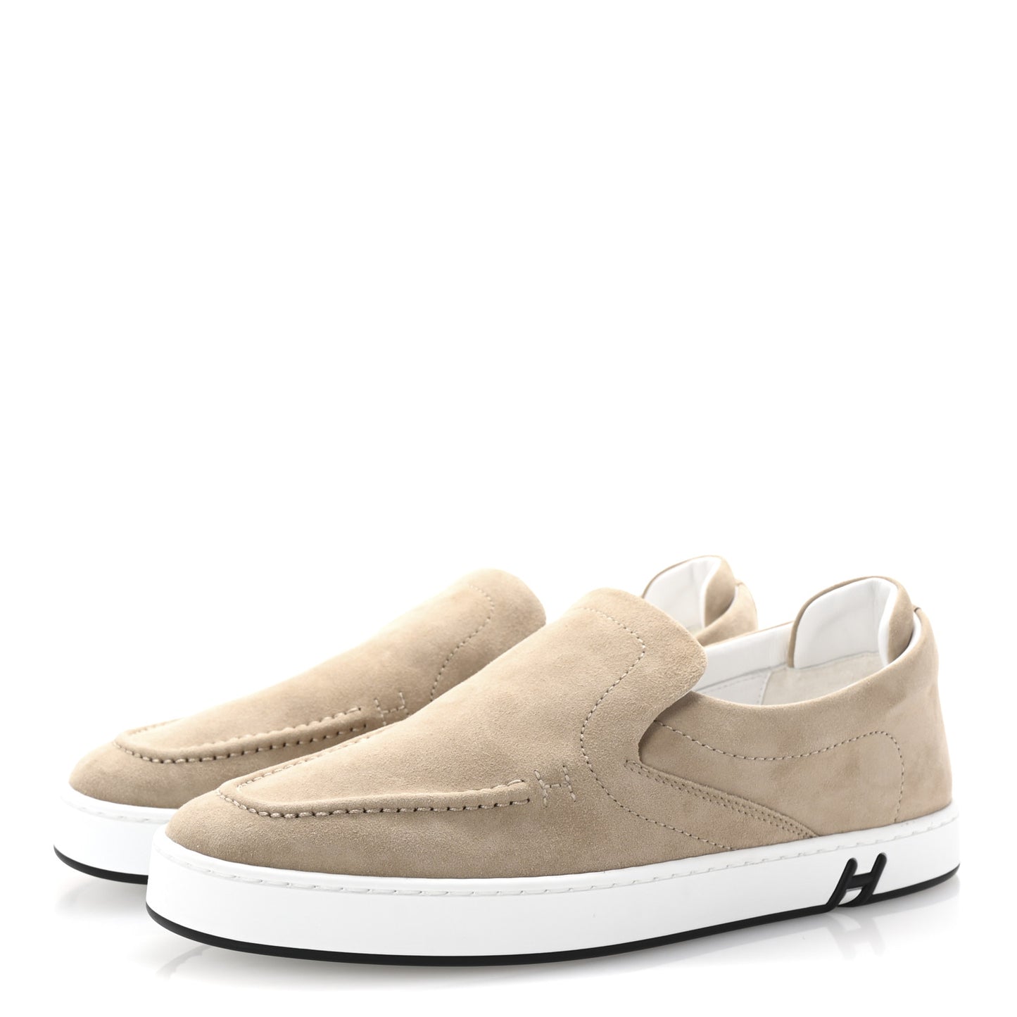 Suede Goatskin Kiddy Slip On Sneakers 38.5 Beige Esquisse
