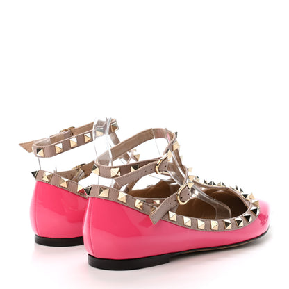 Valentino Garavani Patent Nappa Rockstud Cage Ballerina Flats 36 Peony Poudre 3 of 4