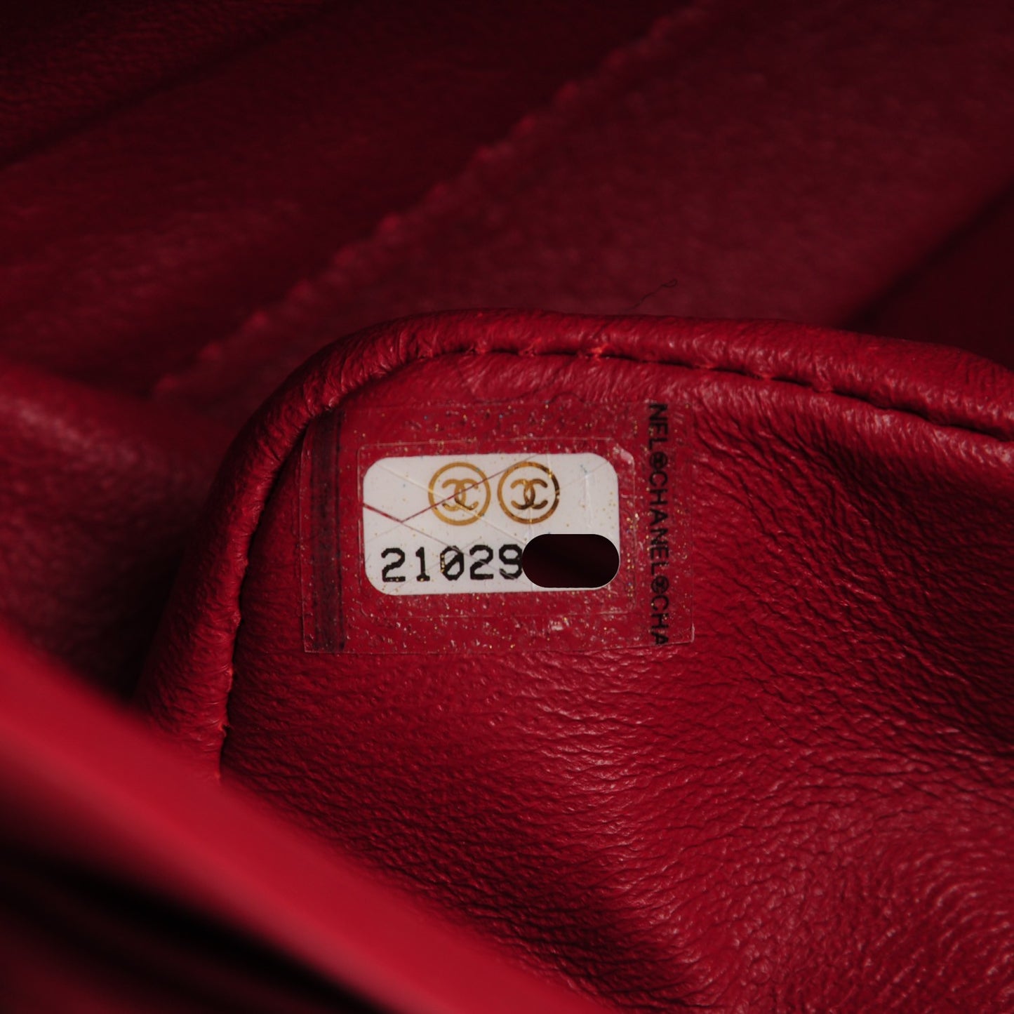 Lambskin Chevron Medium Double Flap Dark Red