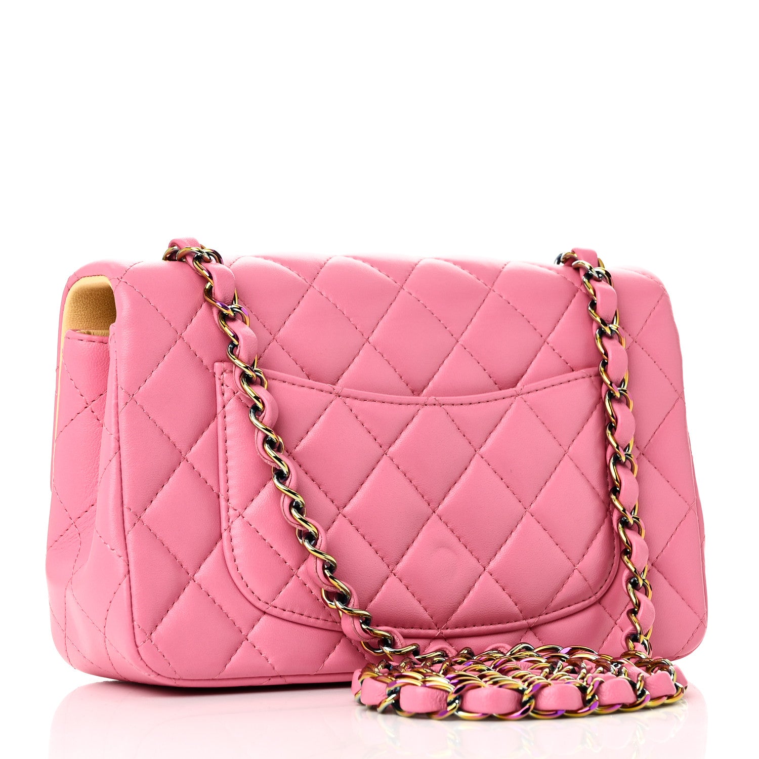 Chanel Lambskin Quilted Mini Rectangular Flap Pink Yellow 3 of 11