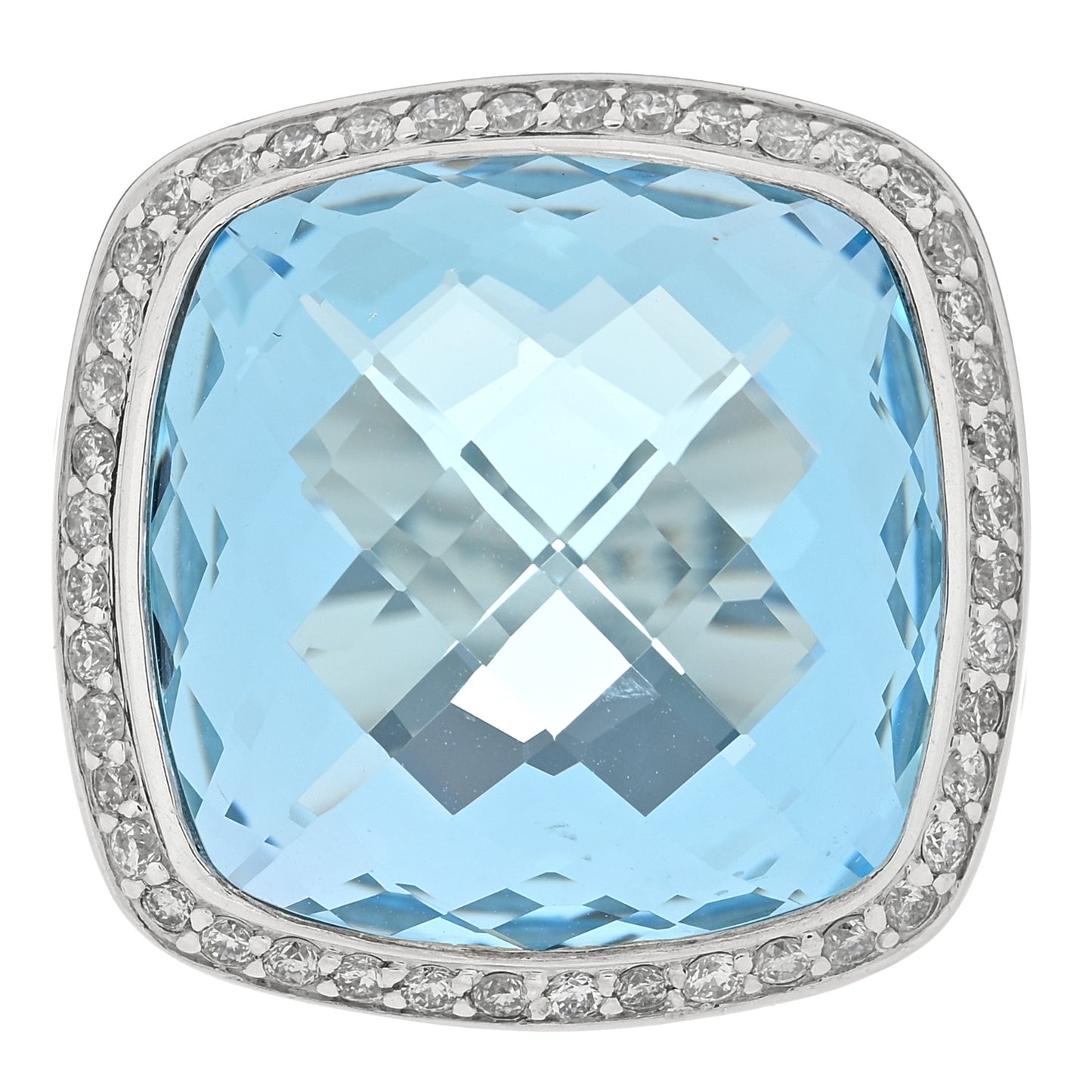 Sterling Silver Diamond Blue Topaz 17mm Albion Ring 49 5