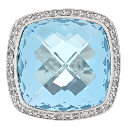David Yurman Sterling Silver Diamond Blue Topaz 17mm Albion Ring 49 5 1 of 4