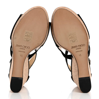Jimmy Choo Suede Cork Neyo 120 Wedge Sandals 41 Black 5 of 7