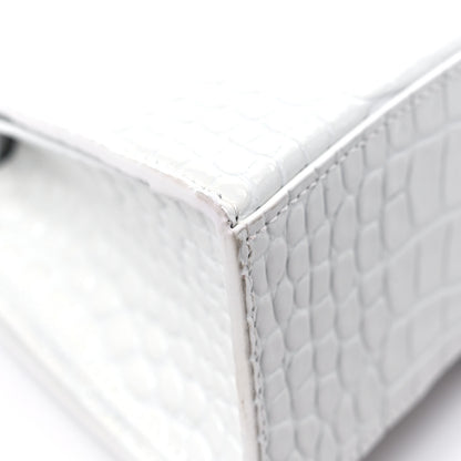 Balenciaga Shiny Calfskin Crocodile Embossed Small Hourglass Sling Shoulder Bag White 8 of 13