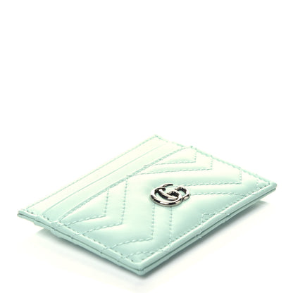 Gucci Calfskin Matelasse GG Marmont Card Holder Water Green 4 of 6