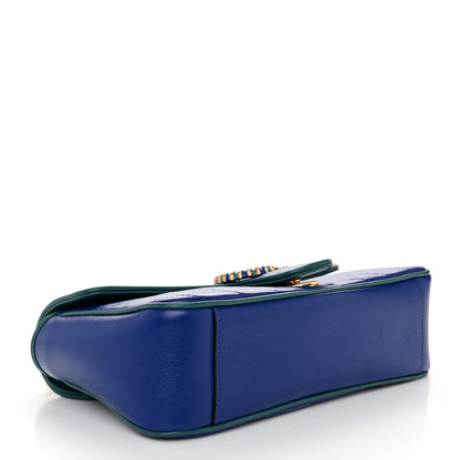 Gucci Azalea Calfskin Enamel Matelasse Diagonal Small Torchon GG Marmont Shoulder Bag Imperial Blue Pavone 4 of 10