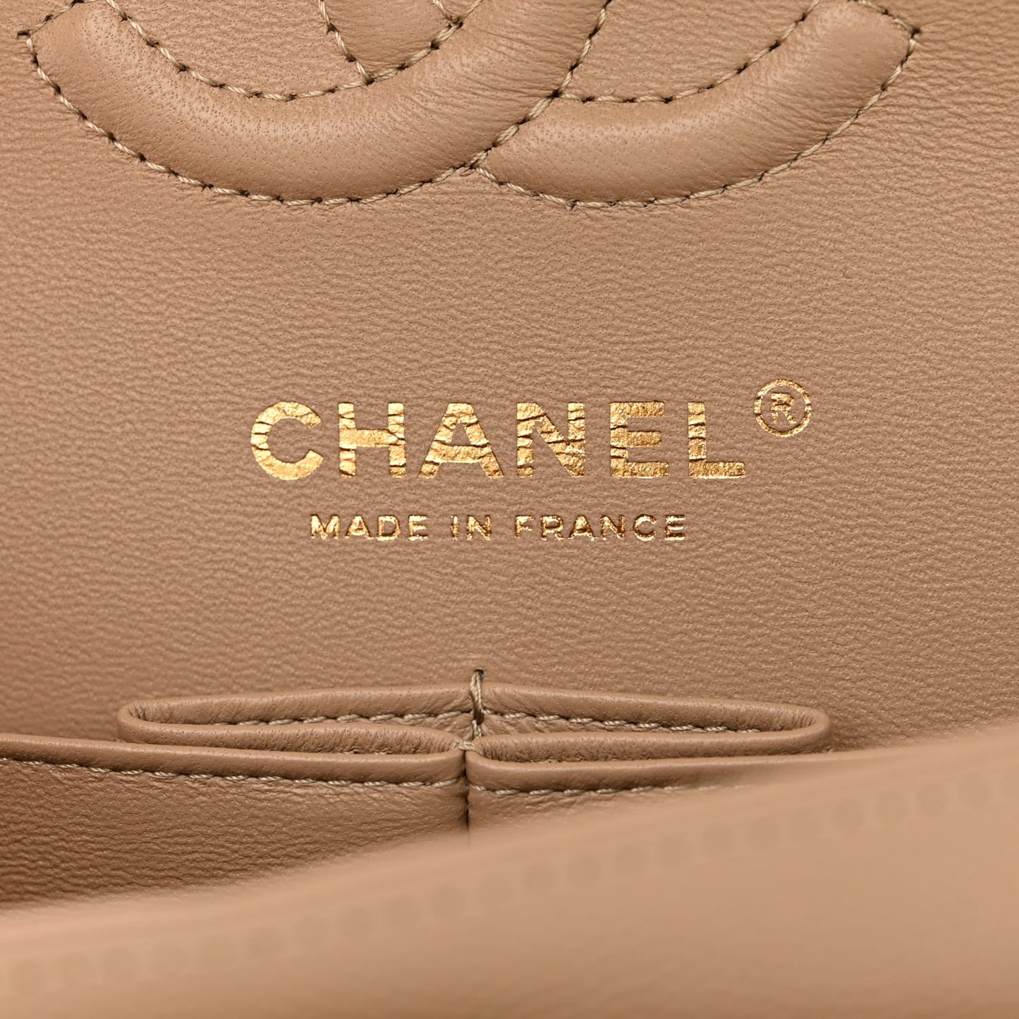 Caviar Quilted Small Double Flap Dark Beige
