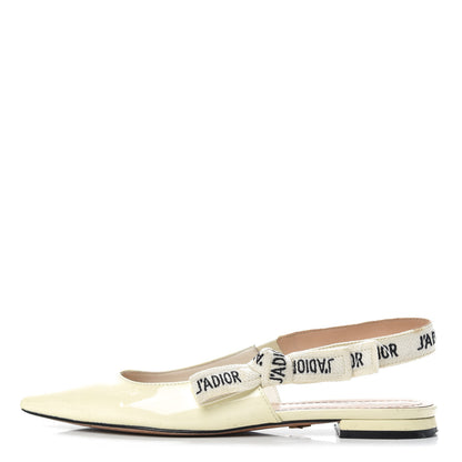 Christian Dior Patent Ribbon J'Adior Slingback Ballet Flats 36 Off White 1 of 12