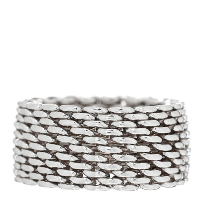 Tiffany Sterling Silver Somerset Mesh Ring 58 8.25 1 of 5