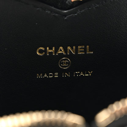 Chanel Patent Quilted Heart Zipped Coin Purse Black 6 of 7