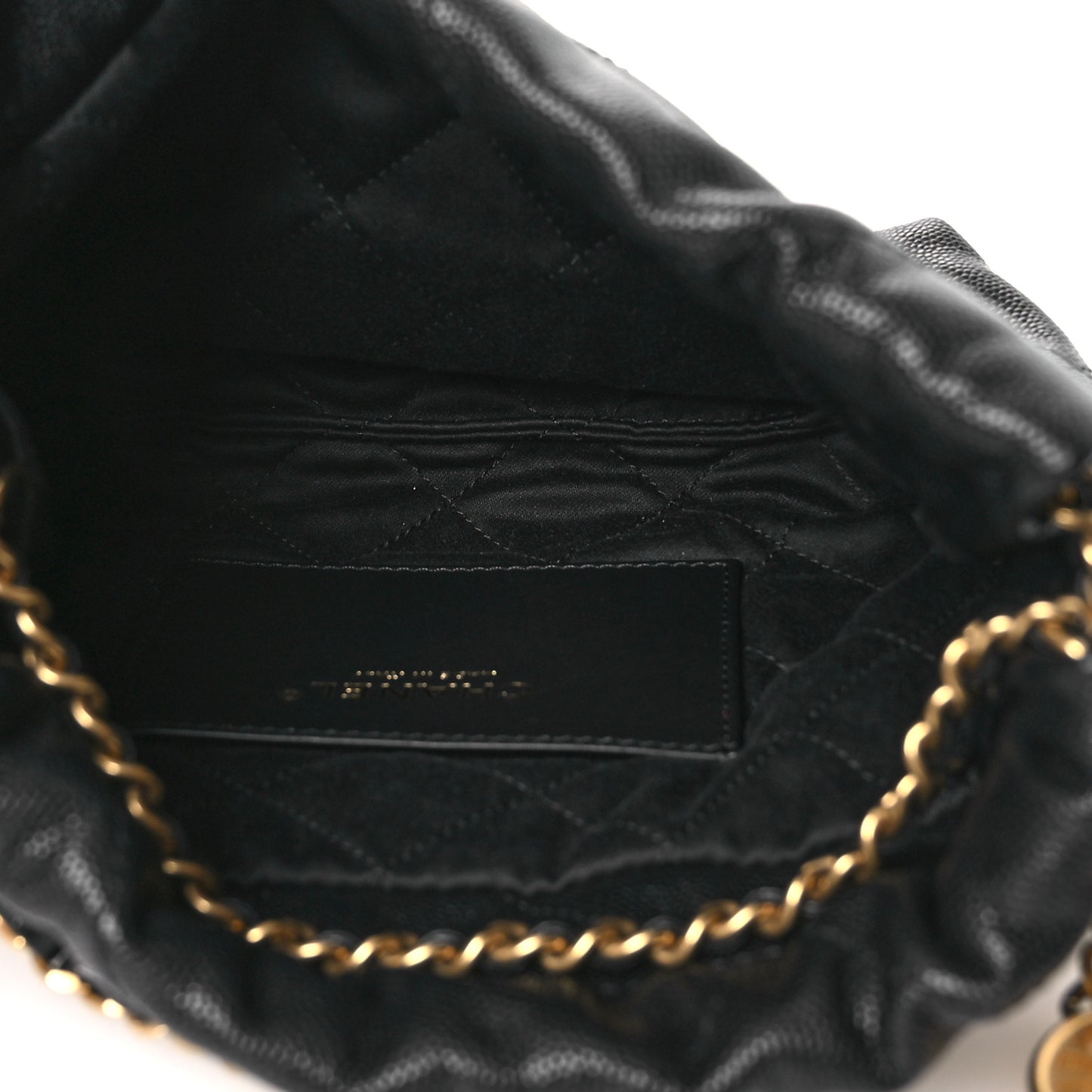 Shiny Caviar Quilted Mini Chanel 22 Black