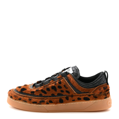 Chanel Lambskin Cheetah Print Quilted Sneakers 38.5 Brown Black 1 of 9