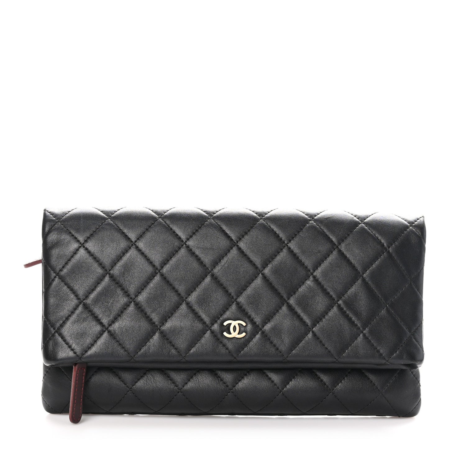 Lambskin Quilted CC Beauty Clutch Black