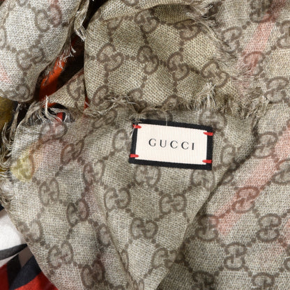 Gucci Silk GG Monogram Angry Cat Shawl 3 of 3