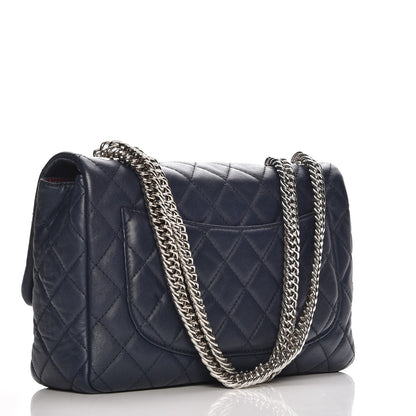 Chanel Washed Lambskin Quilted Jumbo Single Flap Bijoux Chain Navy 3 of 7