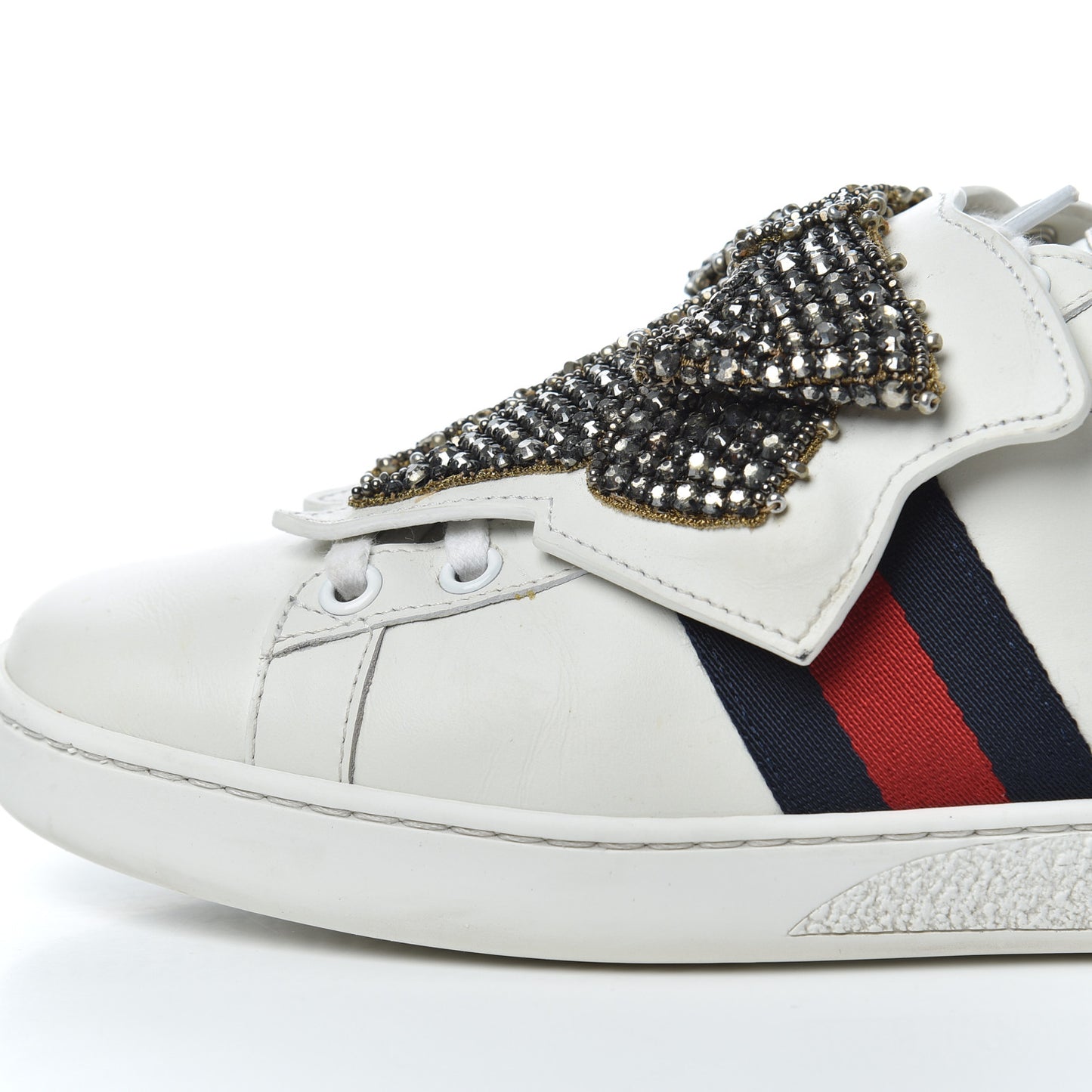 Calfskin Ayers Web Womens Ace Bow Lace Sneakers 37.5 White