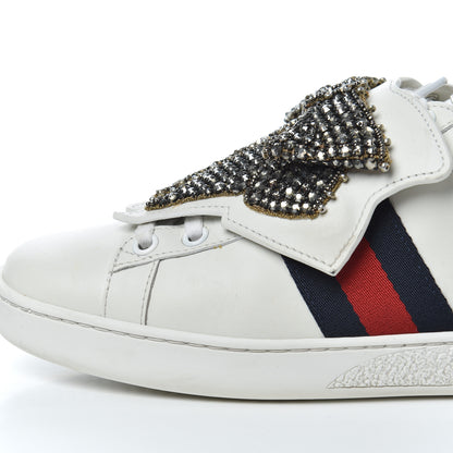 Gucci Calfskin Ayers Web Womens Ace Bow Lace Sneakers 37.5 White 11 of 21