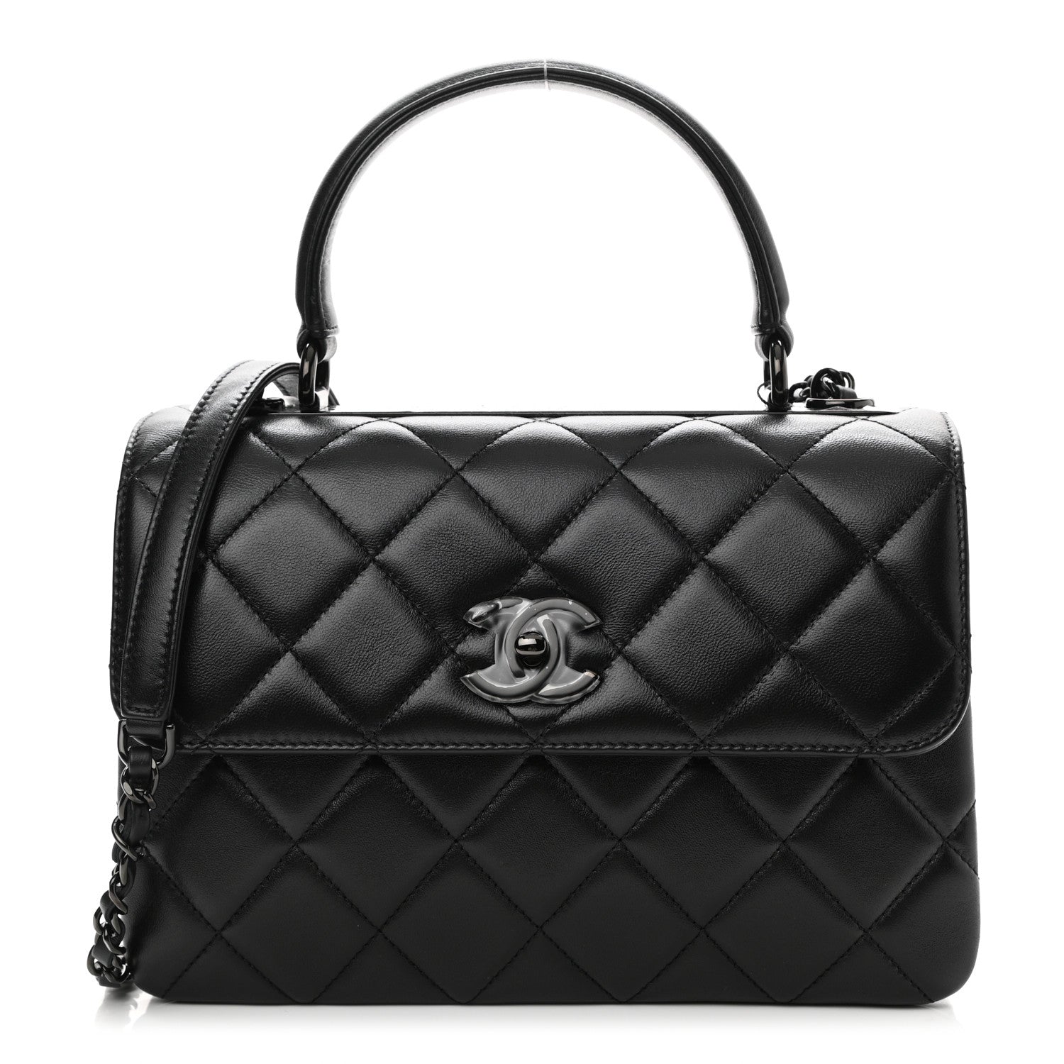 Chanel Lambskin Quilted Small Trendy CC Dual Handle Flap Bag So Black 1 of 11
