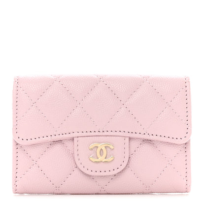 Chanel Caviar Quilted Flap Card Holder Wallet Light Pink 1 of 8