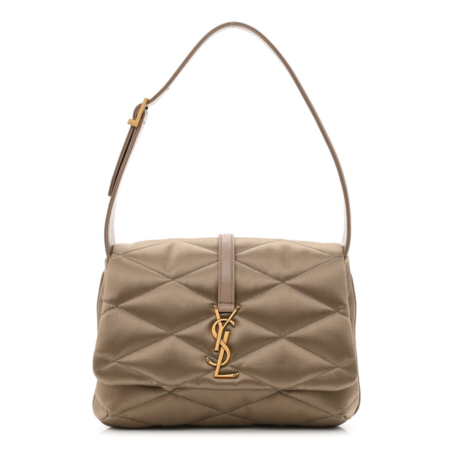 Saint Laurent Satin Quilted Le 57 Diamond Shoulder Bag Mouse 1 of 10
