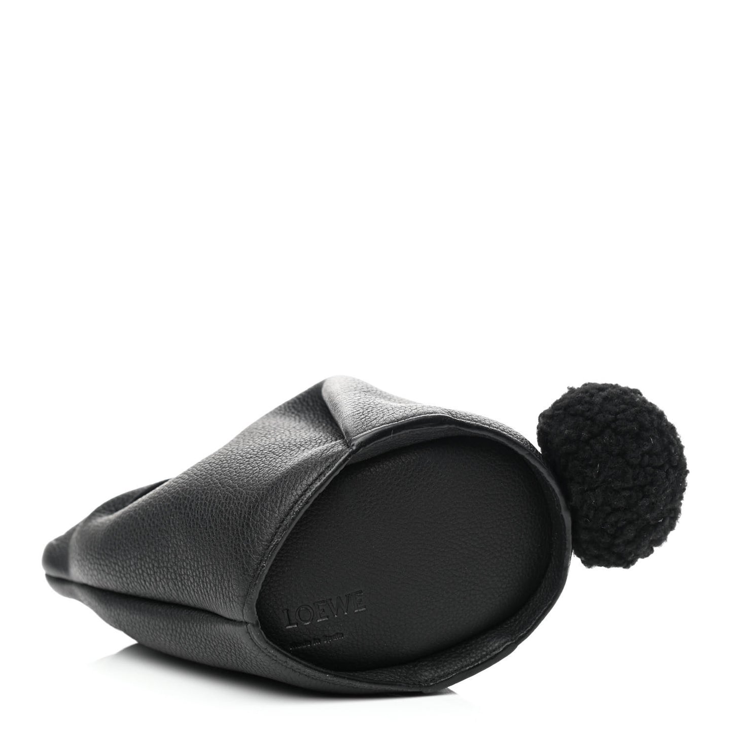 Calfskin Shearling Mini Bunny Crossbody Bag Black