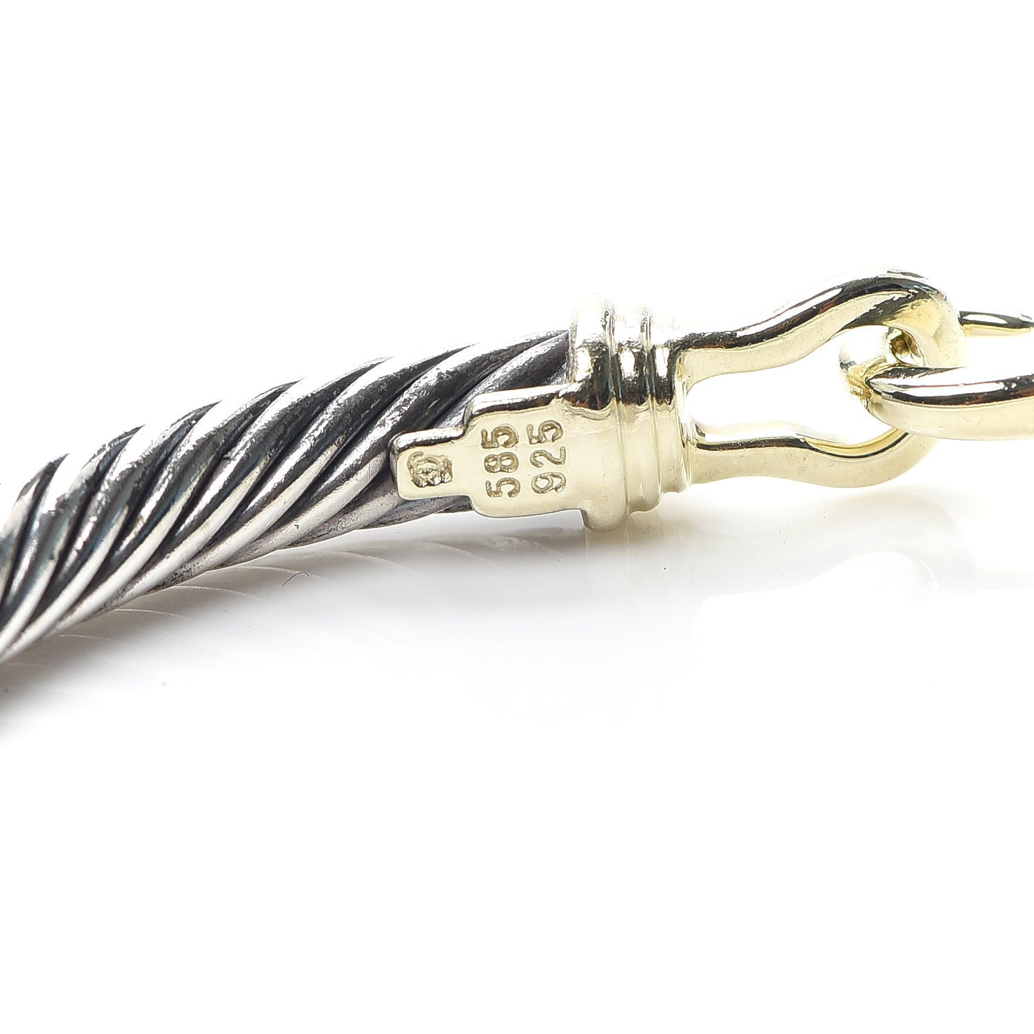 David Yurman Sterling Silver 14K Yellow Gold 5mm Cable Classic Buckle Bracelet 4 of 5
