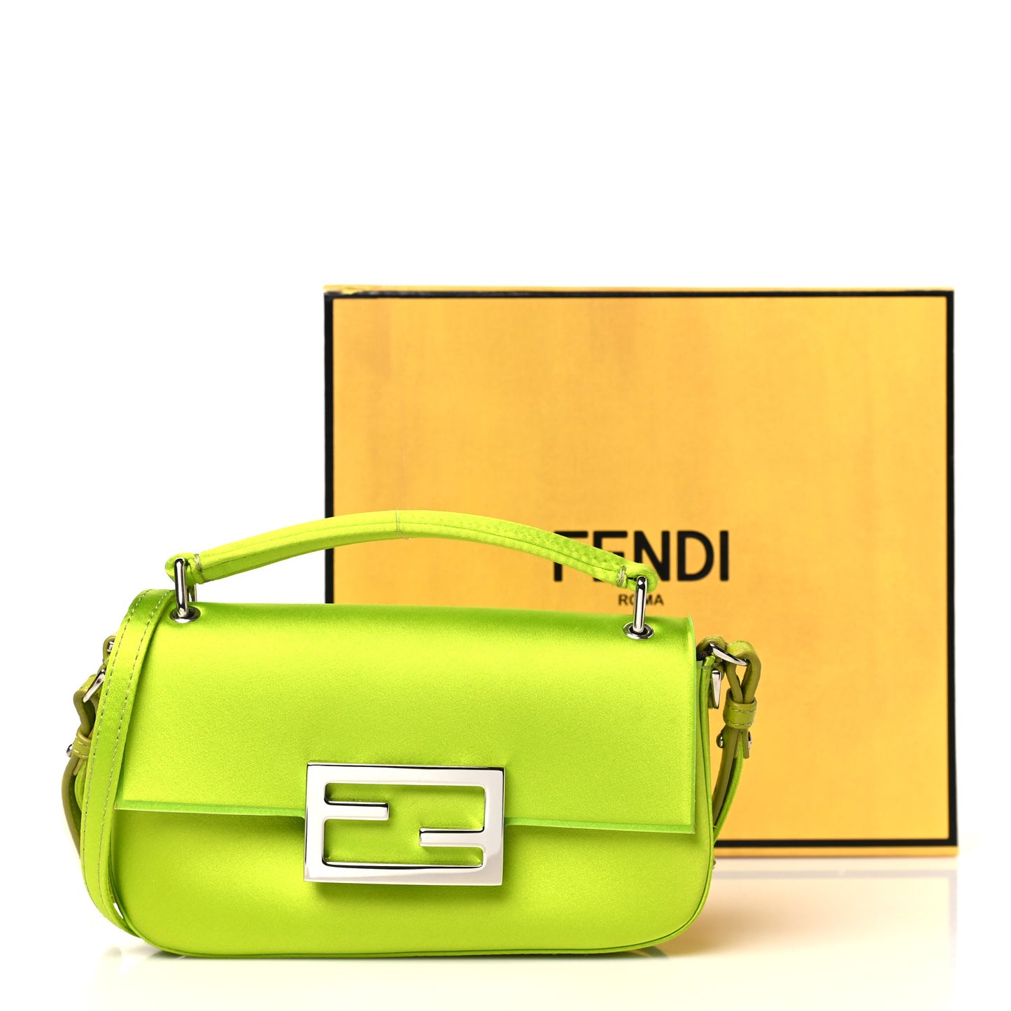 Silk Satin Phone Baguette Wasabi