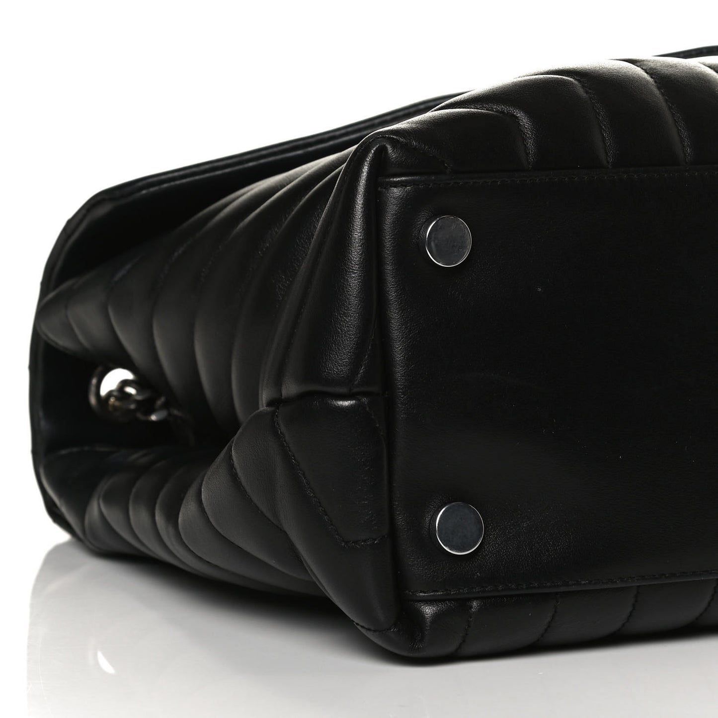 Calfskin Y Quilted Monogram Large Loulou Chain Satchel Black