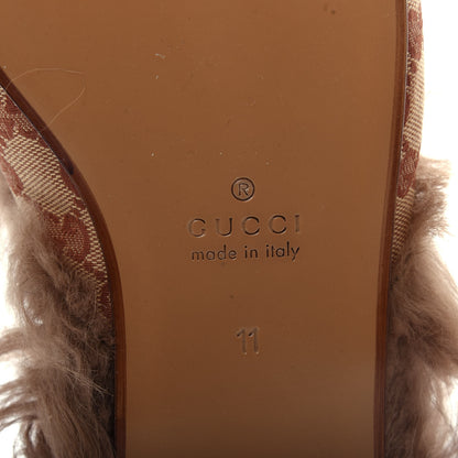 Gucci GG Monogram Fur Mens Princetown Slippers 11 Beige Ruggine Rust 9 of 10