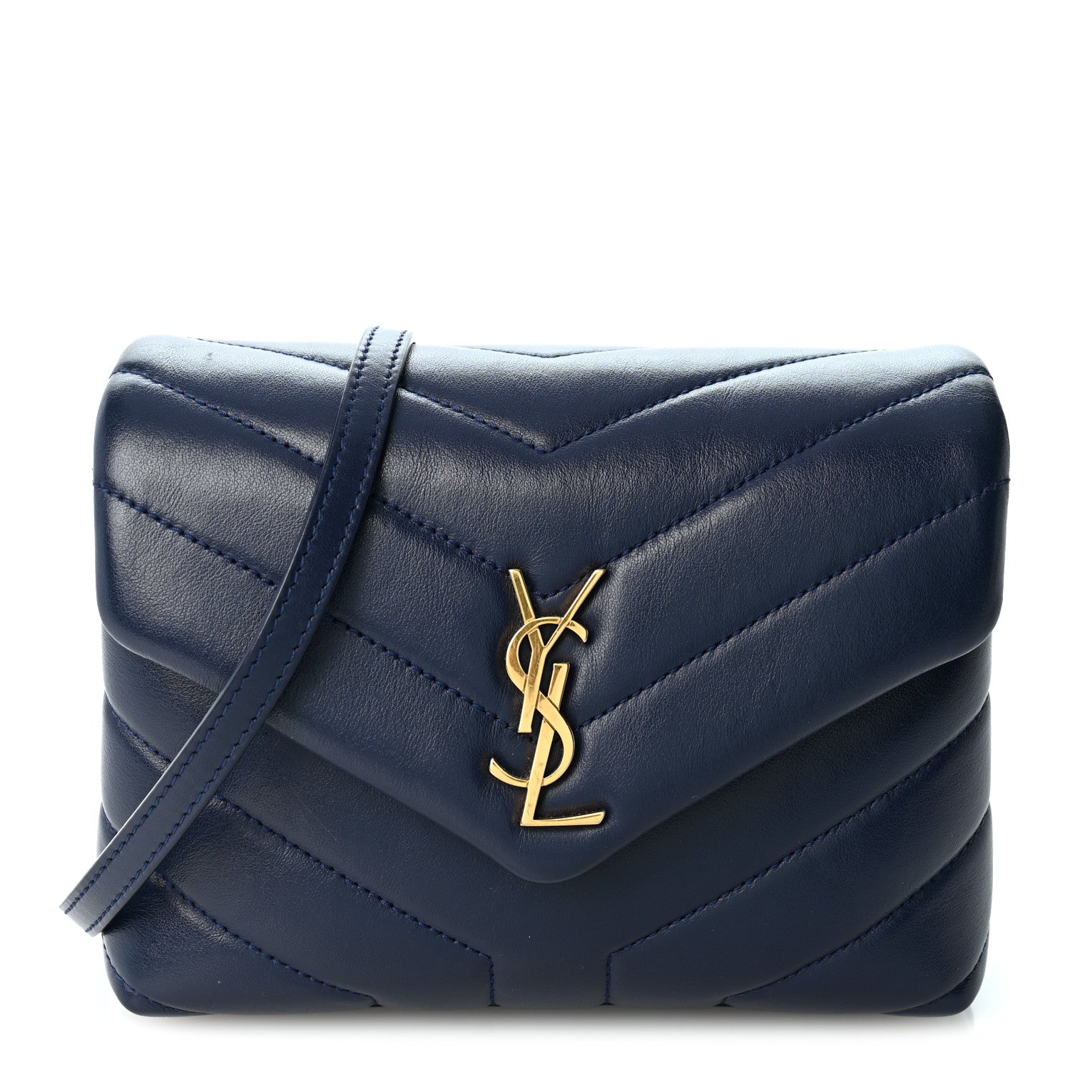Saint Laurent Calfskin Y Quilted Monogram Toy Loulou Crossbody Bag Blue Charron 1 of 9