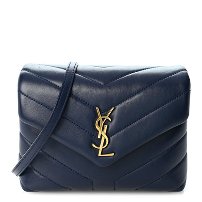 Saint Laurent Calfskin Y Quilted Monogram Toy Loulou Crossbody Bag Blue Charron 1 of 9