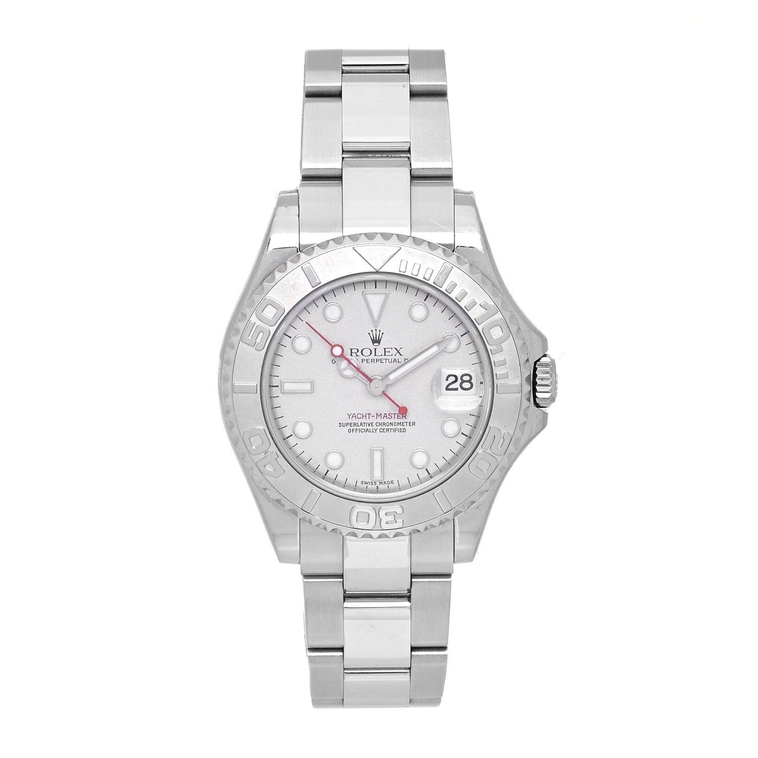 Rolex Stainless Steel Platinum 35mm Yacht-Master Watch Silver 168622 1 of 4