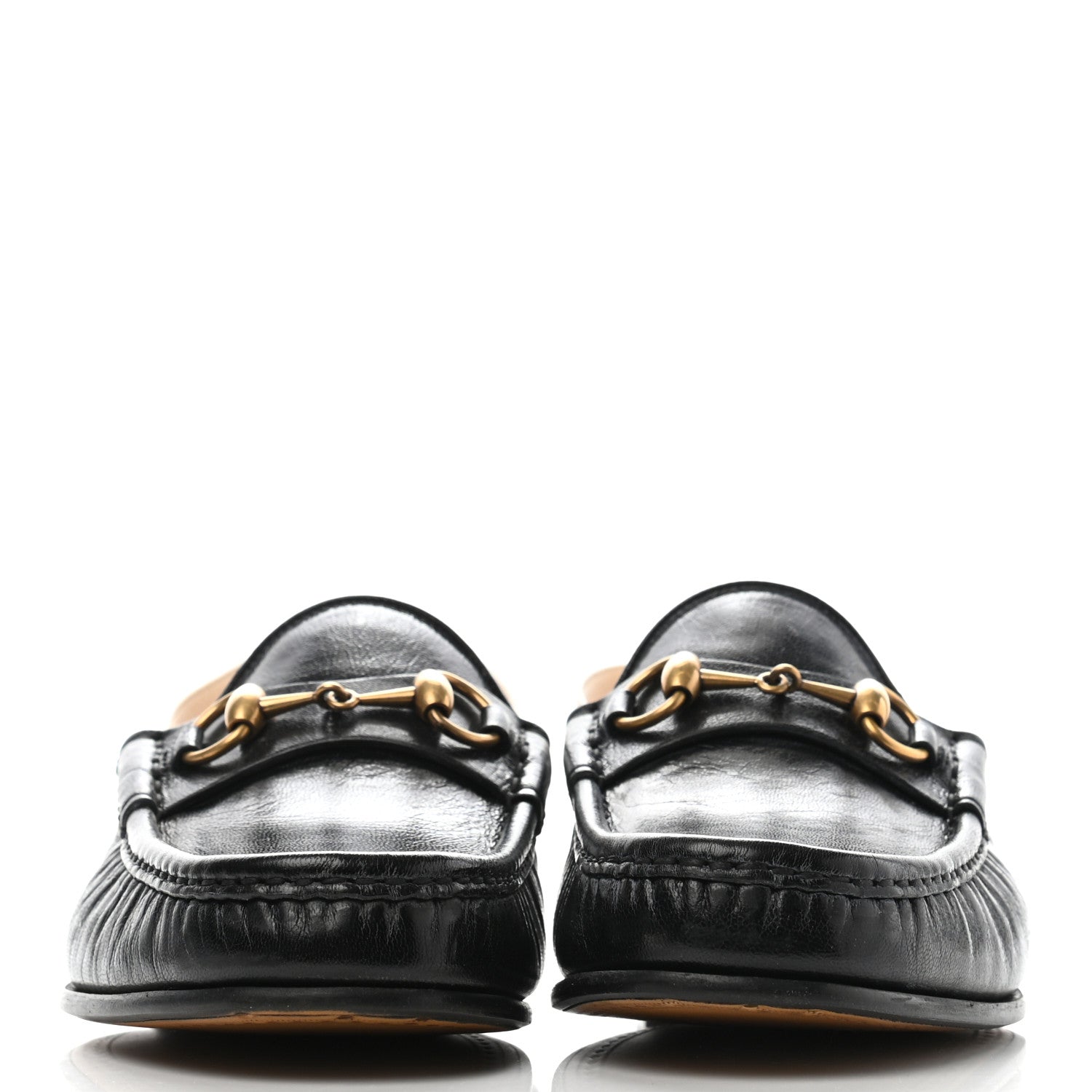 Gucci Goatskin Stripe Mens Horsebit Slingback Slippers 7 Black 2 of 10