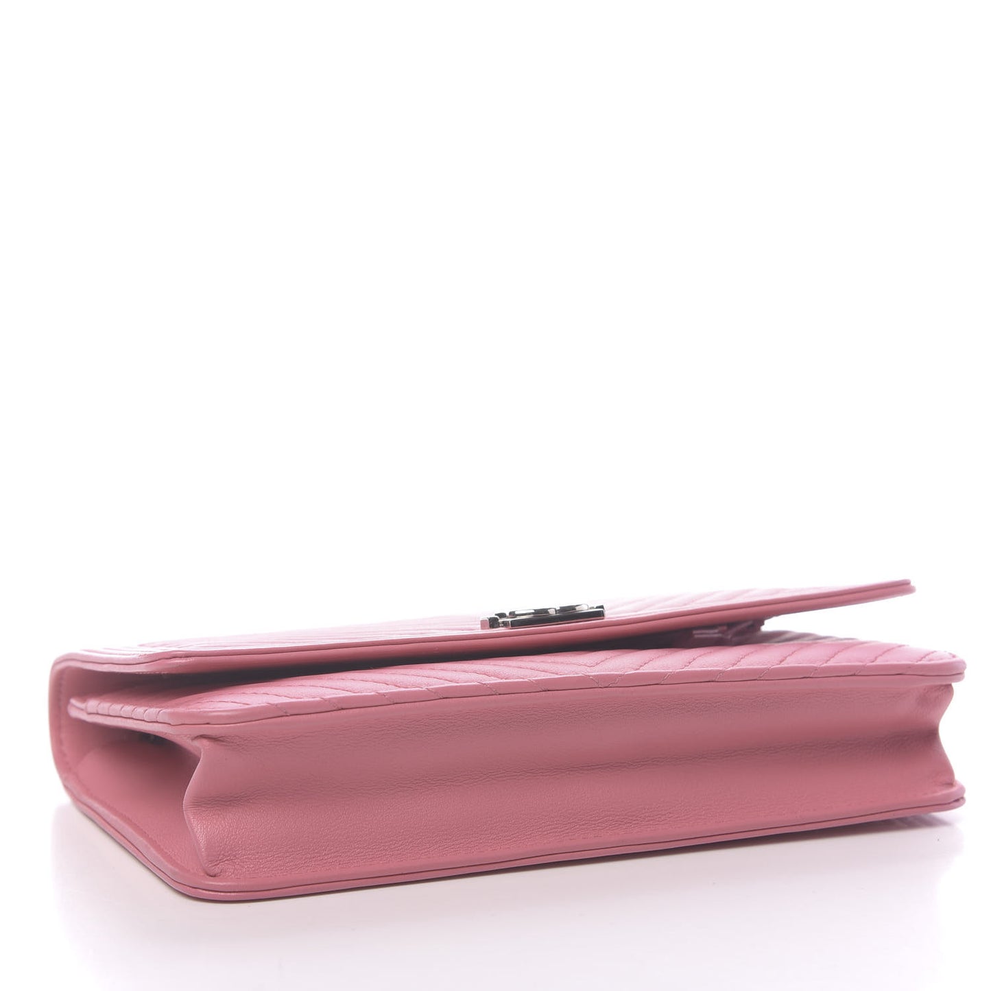 Calfskin Chevron Quilted Boy Wallet On Chain WOC Pink