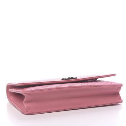 Chanel Calfskin Chevron Quilted Boy Wallet On Chain WOC Pink 4 of 11