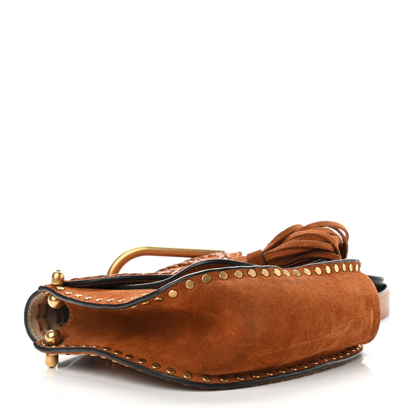 Suede Calfskin Braided Mini Hudson Shoulder Bag Caramel