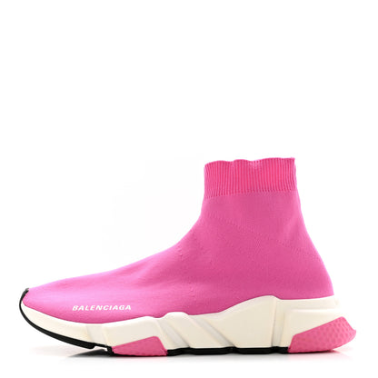 Balenciaga Neoprene Knit Womens Speed Sneakers 40 Pink White 1 of 8