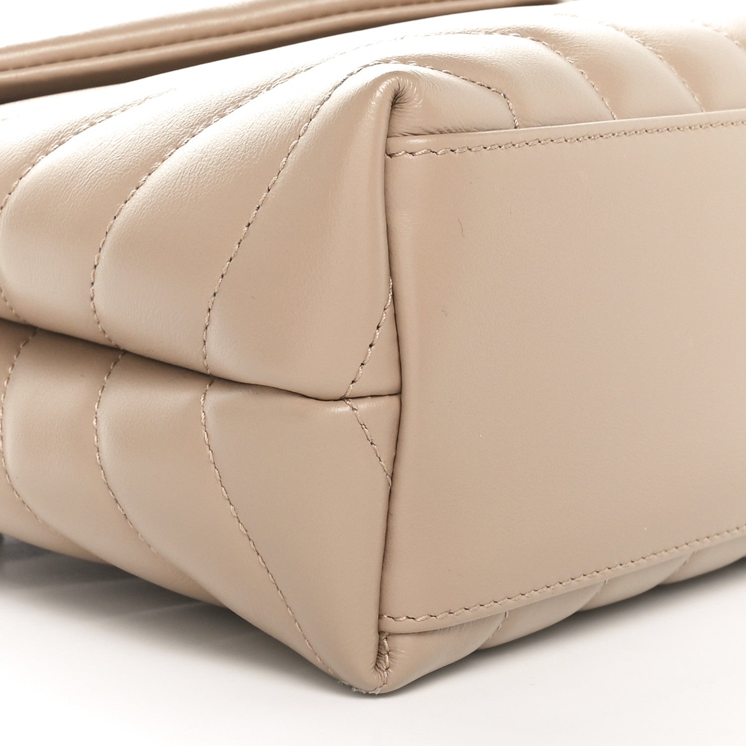 Saint Laurent Calfskin Y Quilted Monogram Small Loulou Chain Satchel Dark Beige 9 of 11
