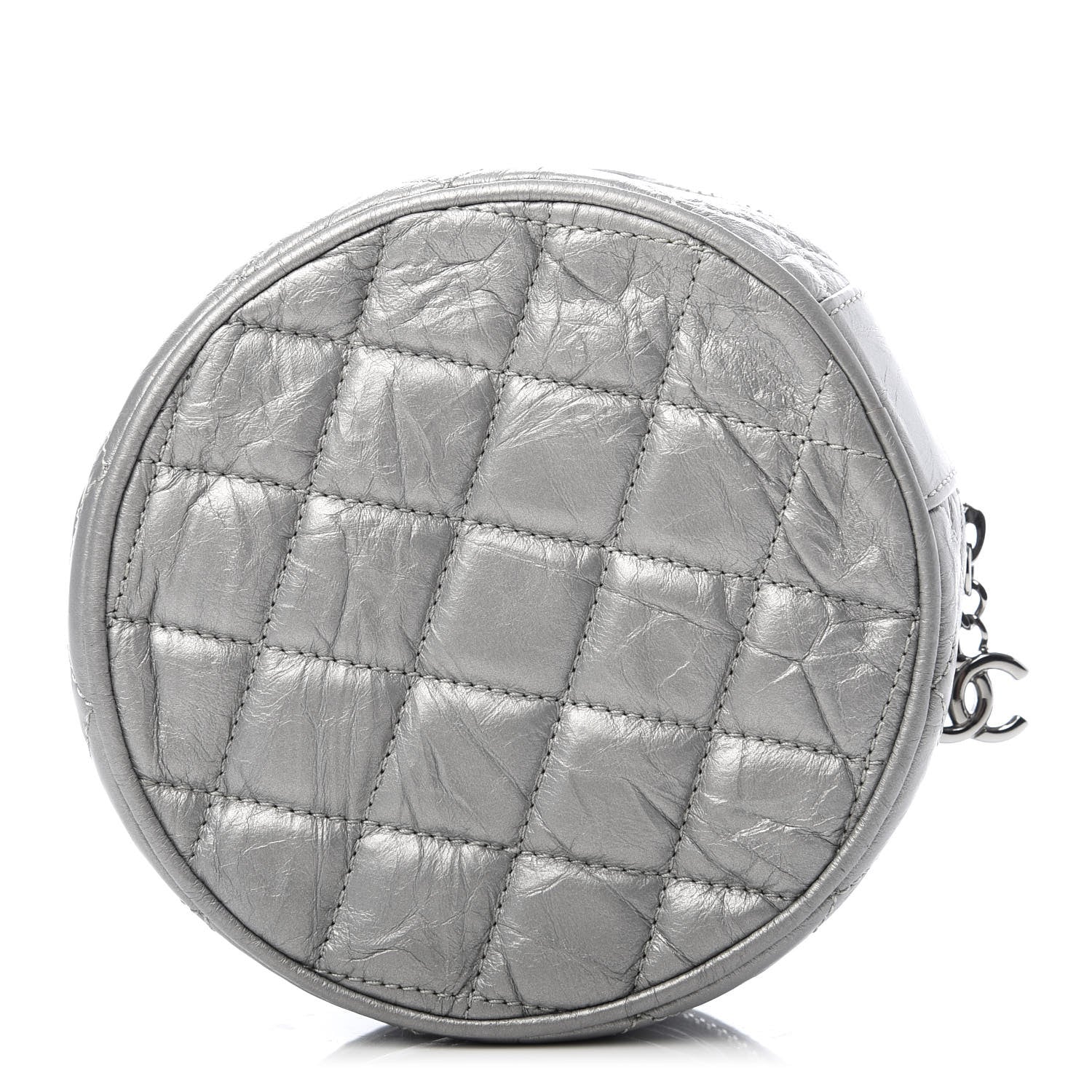 Chanel Metallic Aged Calfskin Quilted Round Bag Silver 1 of 6