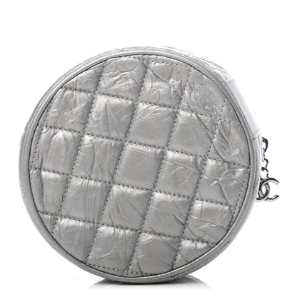Chanel Metallic Aged Calfskin Quilted Round Bag Silver 1 of 6