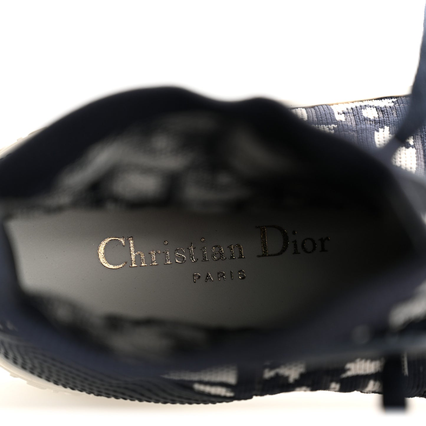 Technical Knit Calfskin Oblique Womens Walk'n Dior High Top Sneakers 39 Deep Blue