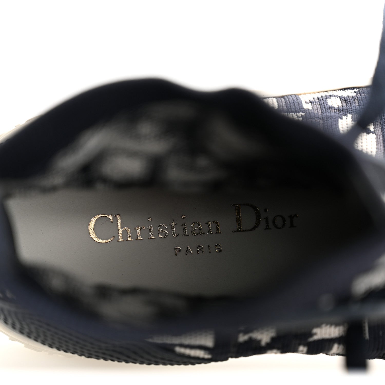 Christian Dior Technical Knit Calfskin Oblique Womens Walk'n Dior High Top Sneakers 39 Deep Blue 8 of 9