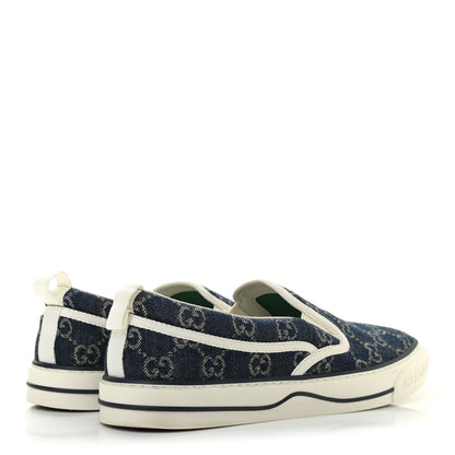 Gucci New Denim GG Monogram Mens 1977 Tennis Slip On Sneakers 9.5 Blue Tea Mystic White 4 of 10